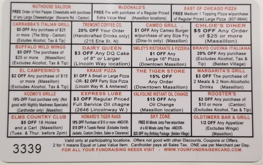 2022 Discount Card - Back