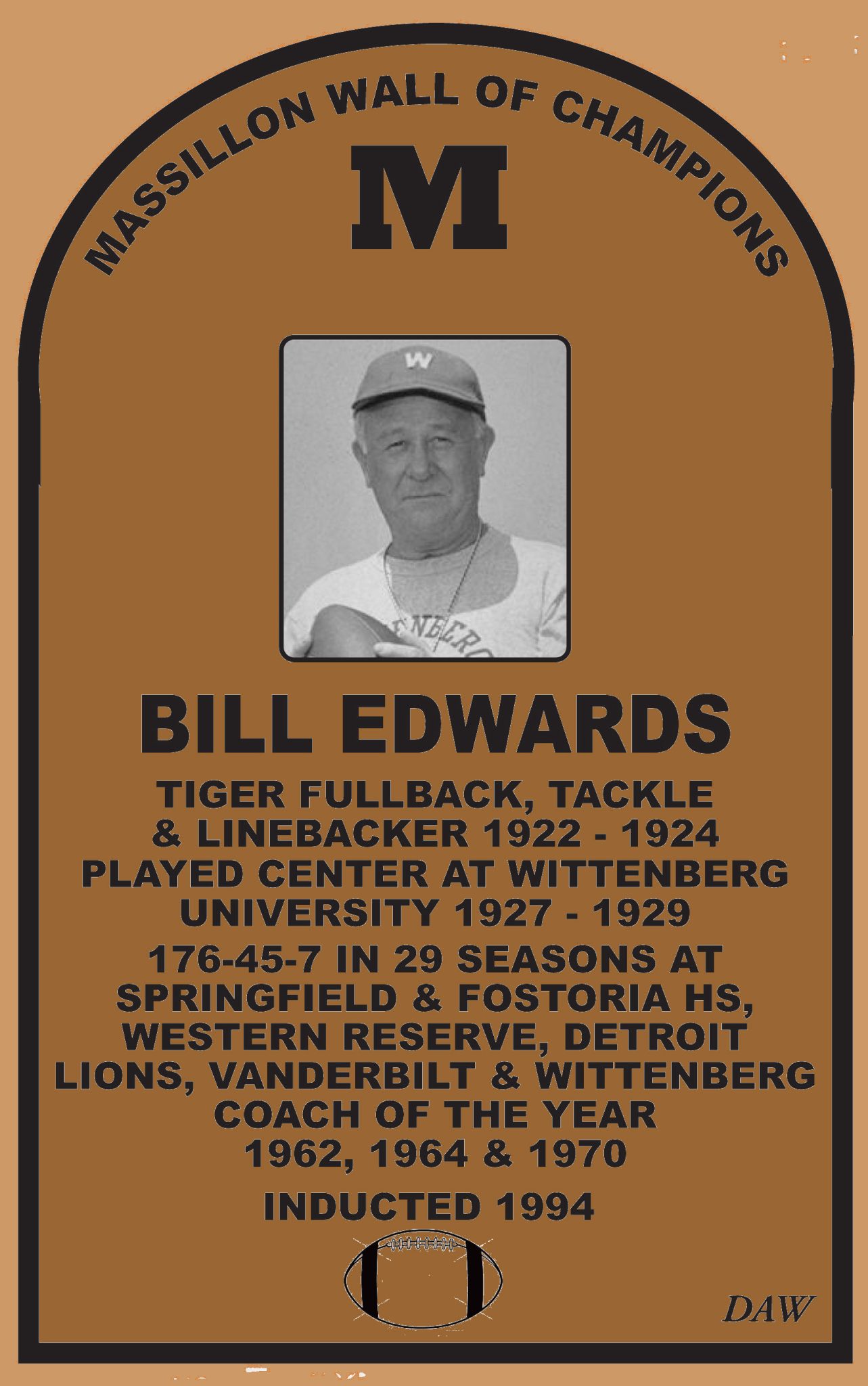 Bill Edwards Wall of Champions Plaque